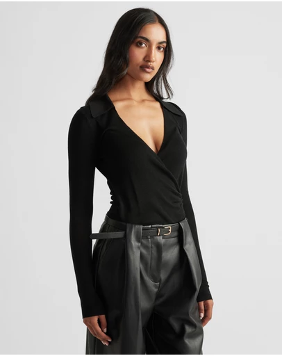 Decjuba - Kendra Crossover Fine Knit Top