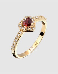 Elli Jewelry - Ring Heart Shape Zirconia 925 Sterling Silver Gold-Plated