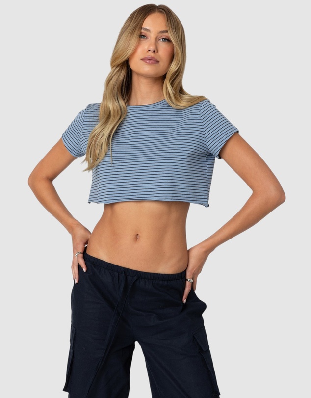 EDIKTED - Stripey Cropped T Shirt