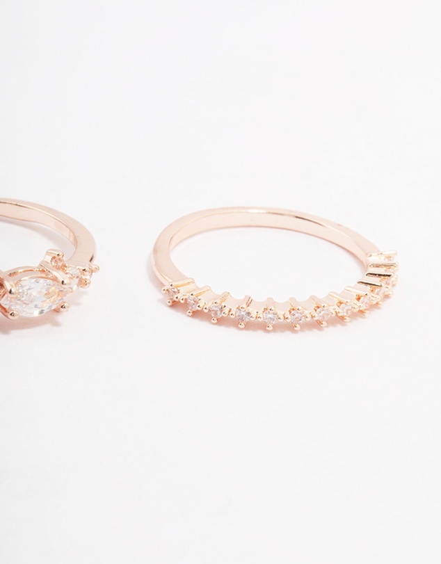 Lovisa - Rose Gold Plated Fine Marquise Stacking Ring 3-Pack