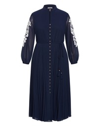 City Chic - Adorn Sleeve Pleat Midi Dress