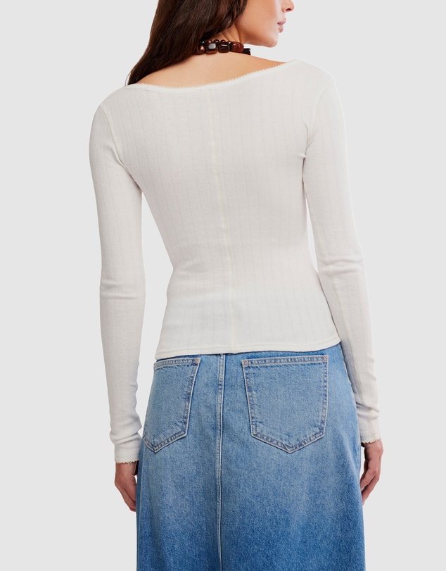 Free People - End Game Pointelle LS Top