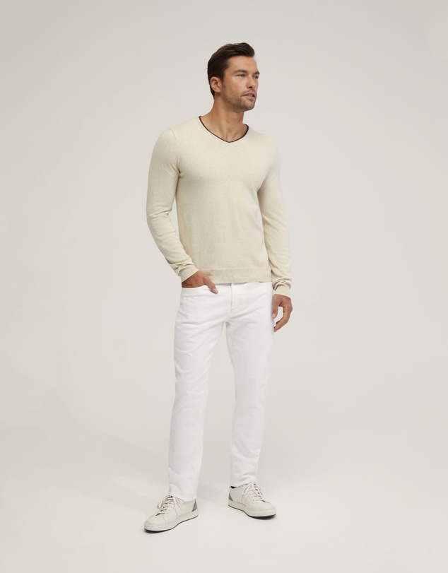 Oxford - Tipping V-Neck Knitted Top