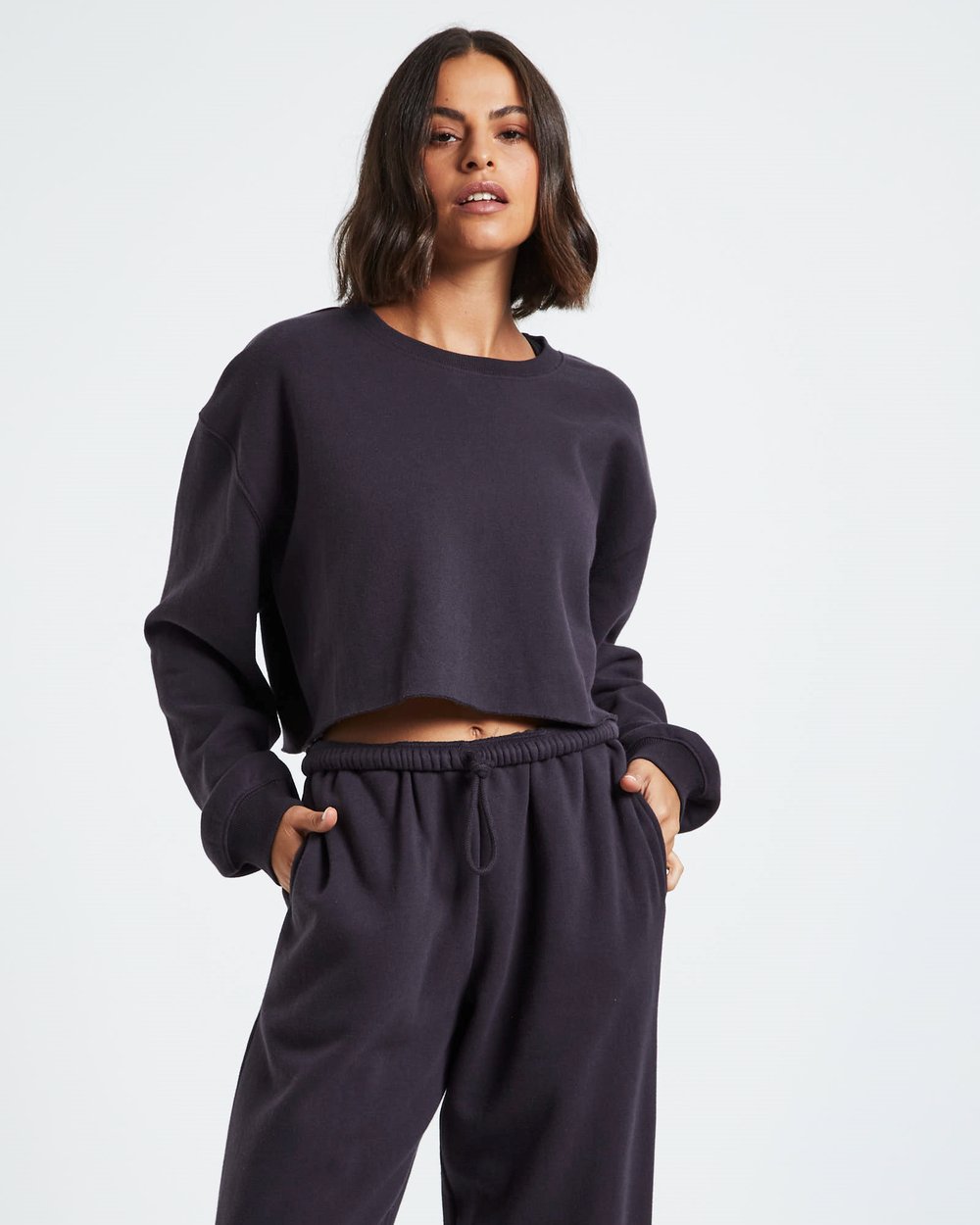 Cropped Raw Hem Fleece Jumper by General Pants Co. Basics Online | THE  ICONIC | Australia