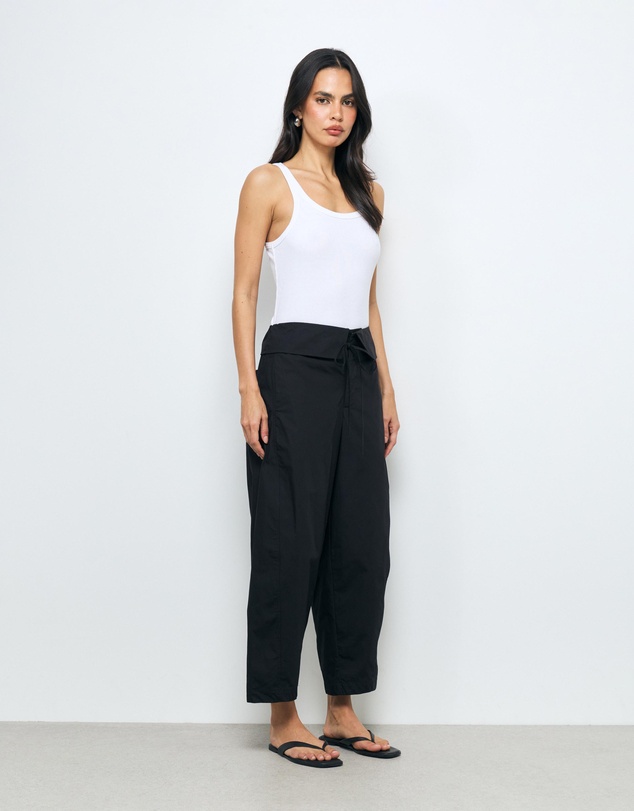 AERE - Nina Cotton Foldover Barrel Pants