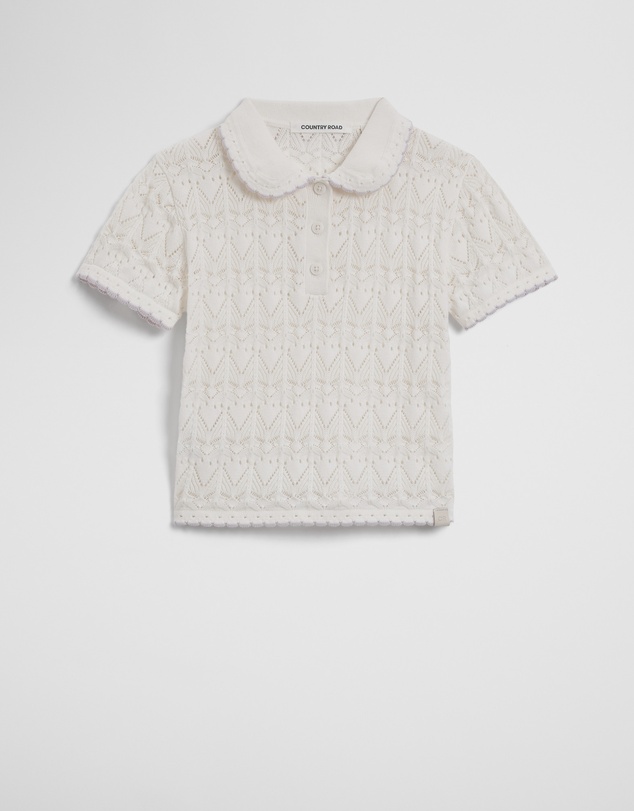 Country Road - Australian Cotton Short Sleeve Collar Knit Top