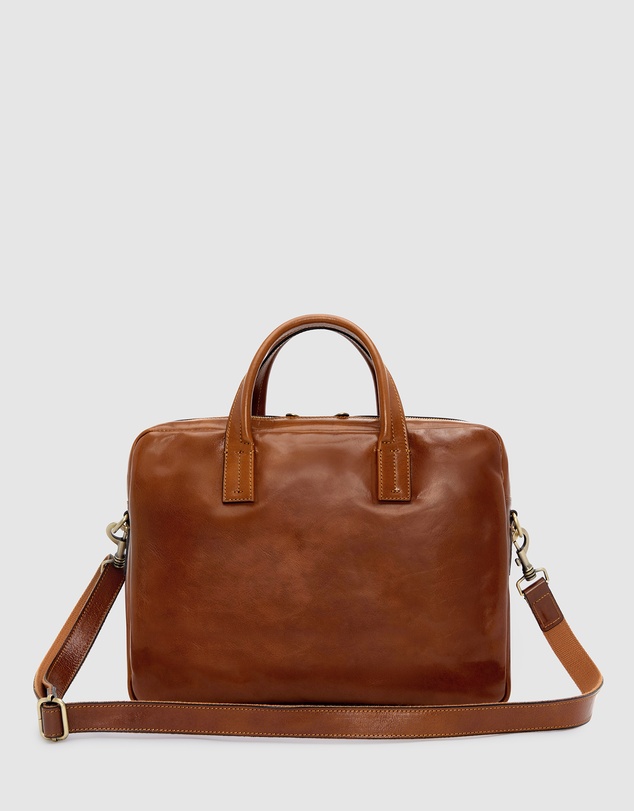 Republic of Florence - The Tokyo Tan Leather Laptop Briefcase