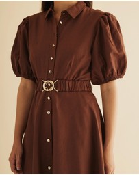 Atmos&Here - Kirrie Linen Blend Belted Midi Dress