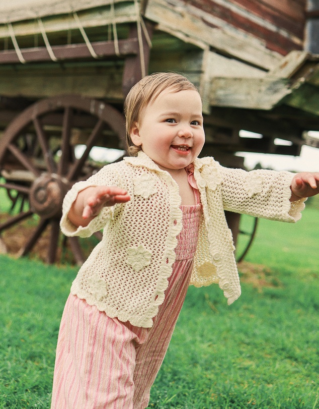 Kynd Baby - Crochet Cardigan in Vanilla