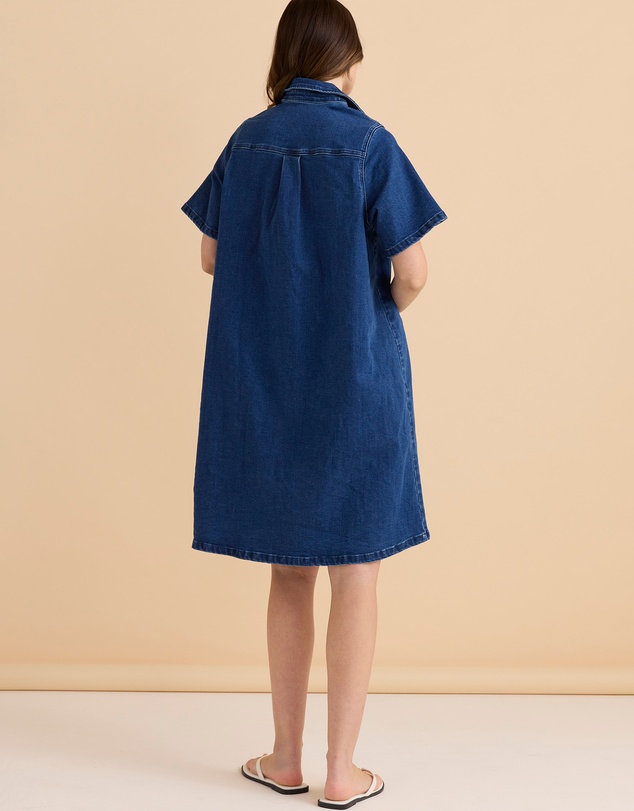 Betty Basics - Shift Denim Shirt Dress