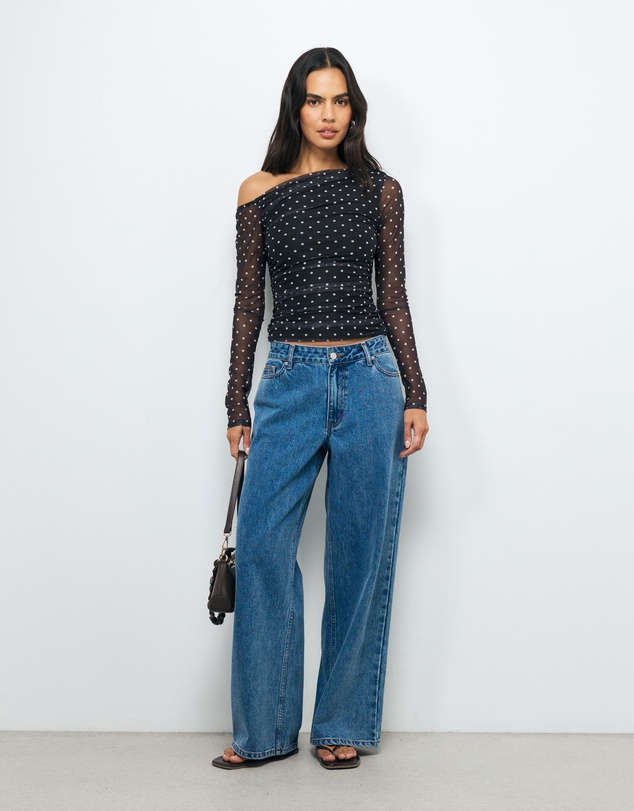 AERE - Chloe Off Shoulder Mesh Top