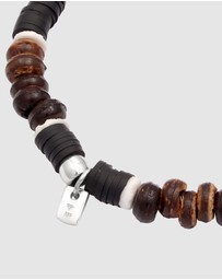 Kuzzoi - ICONIC EXCLUSIVE - Bracelet Male Heishi and Brown Coconut Beads 925 Sterling Silver