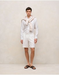 Trenery - Regular Fit Linen Long Sleeve Shirt in White