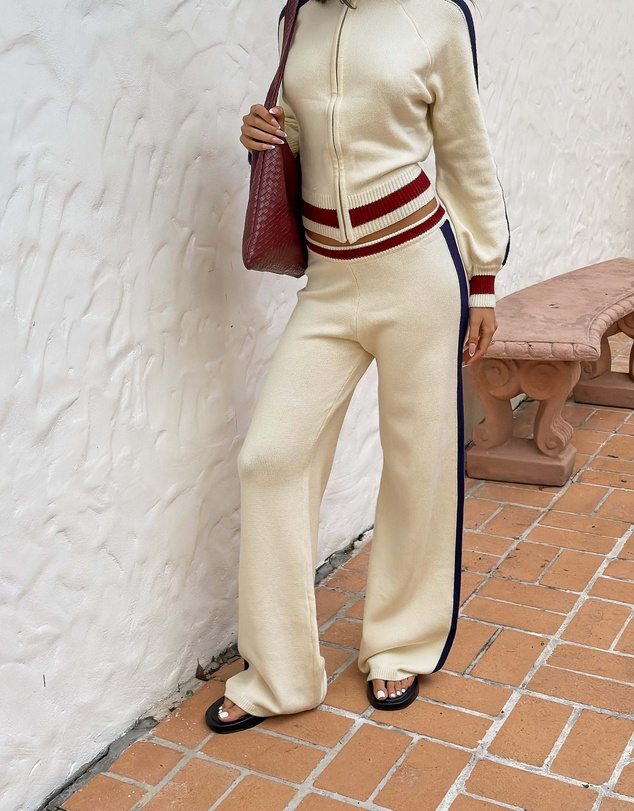 Beginning Boutique - Liberty Cream Knit Jacquard Zip Sweater