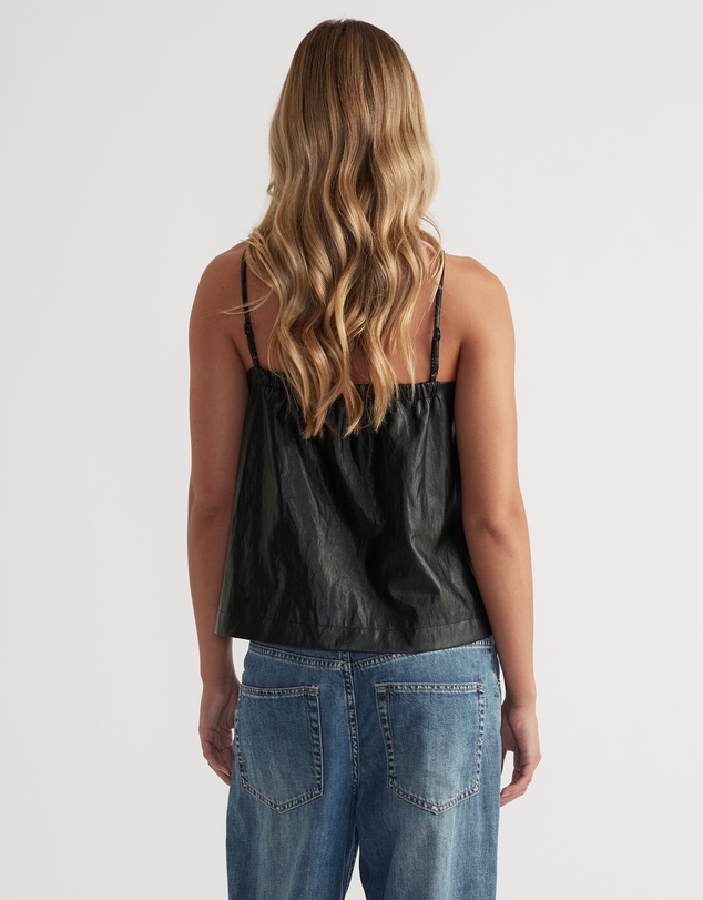 Decjuba - Deep V Faux Leather Cami