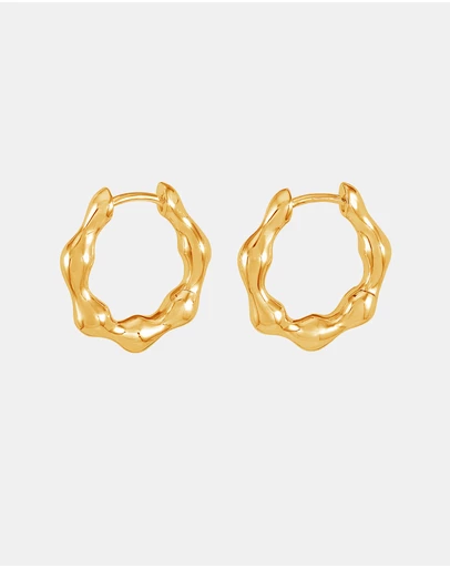 Dower & Hall - Women's Waterfall Hinged Huggie Hoops in Gold Vermeil