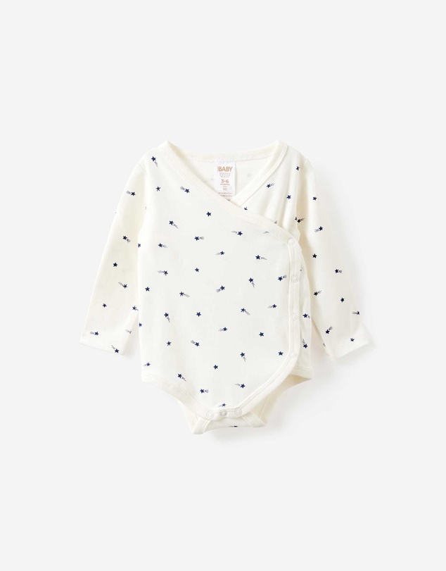 Cotton On Kids - Organic Cross Over Long Sleeve Bubbysuit