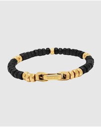 Nialaya Jewellery - Men's Hexagon Beaded Bracelet with Black Onyx and Gold