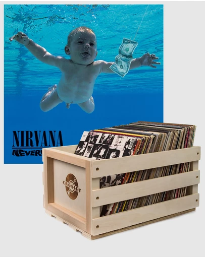 Universal Music - Crosley Record Storage Crate & Nirvana Nevermind - Vinyl Album Bundle