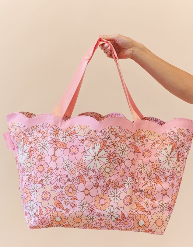 Sky Gazer - Scalloped Edge Beach Bag- Flower Power