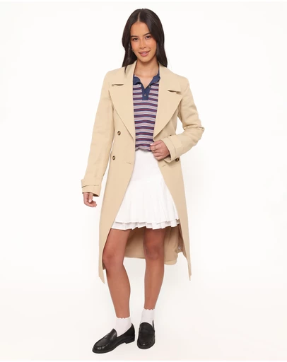 Petal & Pup - Angelique Linen Trench Coat - Oat Linen