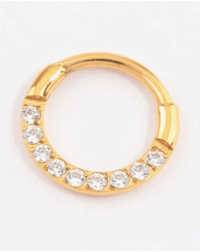 Lovisa - Gold Plated Titanium Cubic Zirconia Clicker Ring 6mm