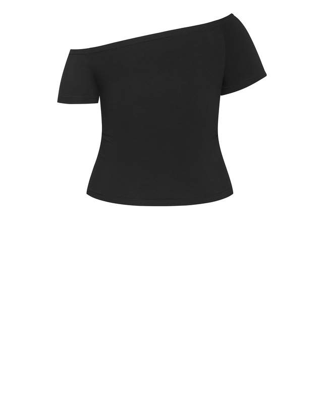 City Chic - Plus size Off Shoulder Double Layer Top - black