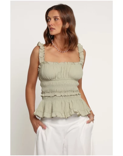 Petal & Pup - Lariah Gathered Bodice Top - Green