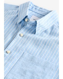 NEXT - Linen Blend Stripe Short Sleeve Shirt