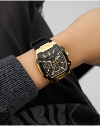 GUESS - GUESS Phoenix Mens Black Gold Tone Multi-function Watch