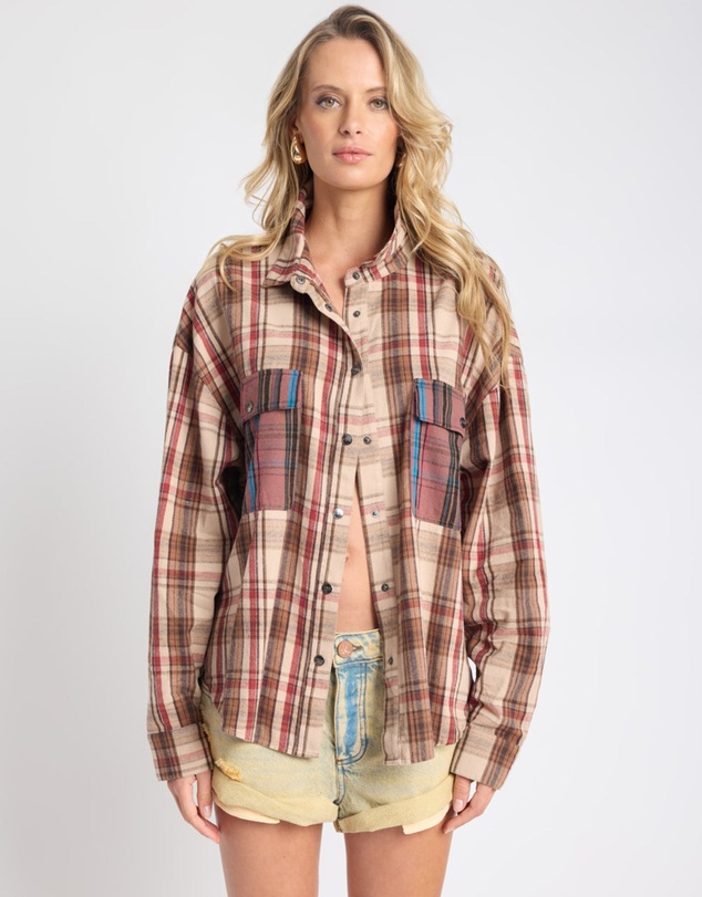 ONE TEASPOON - Prairie Check Daria Shirt - Sand Check