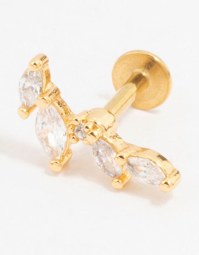 Lovisa - Gold Plated Surgical Steel Four Leaf Crawler Flat Back