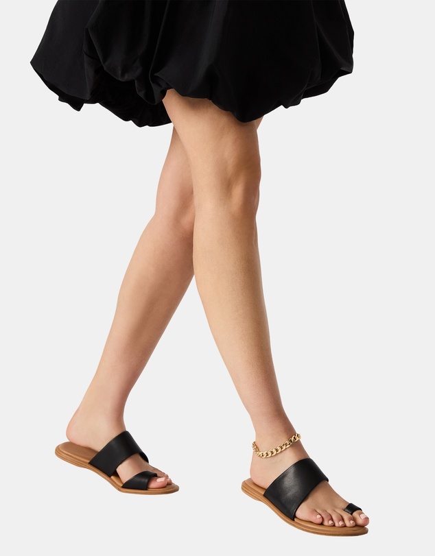 Steve Madden - Zani Black Leather Sandals
