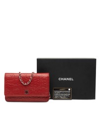 Pre-Loved by Azura Reborn - Pre-Loved CC Embossed Lambskin Camellia Wallet On Chain