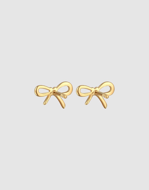 Elli Jewelry - Zirconia Bow Stud Earrings in Gold-Plated 925 Silver