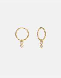 SAINT VALENTINE - Two Of A Kind Heart Mini Hoops - Gold