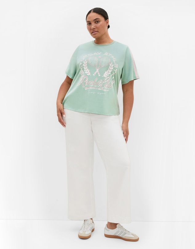 City Chic - Plus size Vintage Volley Tee - sage