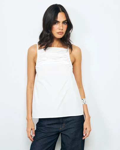 AERE - Zara Ruched Poplin Top