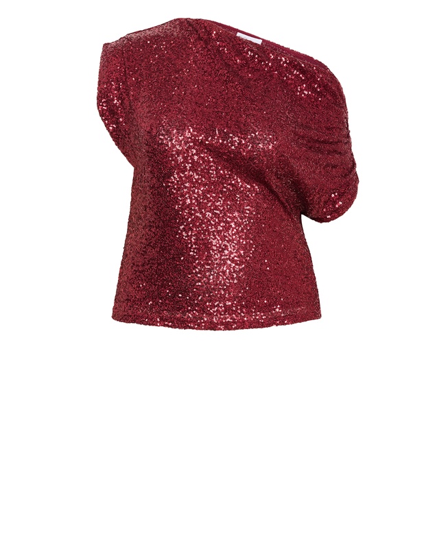 City Chic - Plus size Adorn Sequin Top - berry