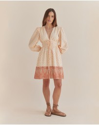 Amelius - Peach Paisley Mini Dress