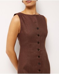 AERE - Kiri Button Through Linen Mini Dress