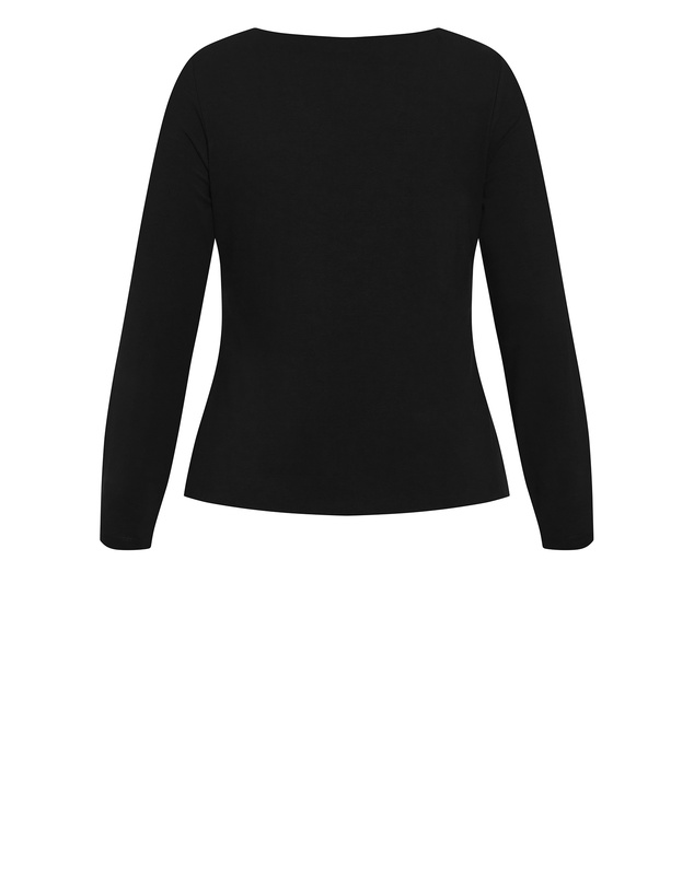 City Chic - Plus size Annie V Neck Top - black
