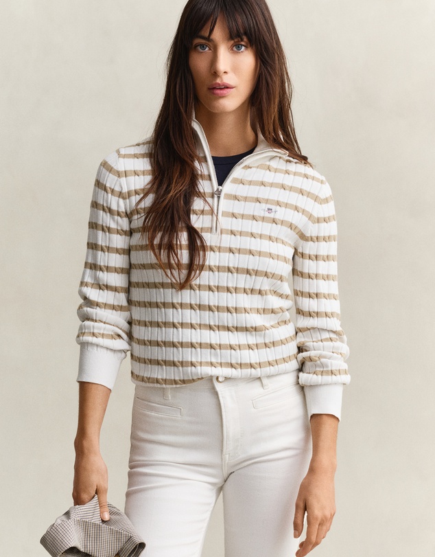 Gant - Stretch Cotton Cable Half Zip Sweater