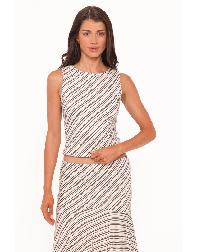 Petal & Pup - Amber Skirt Set - Cream/Brown Stripe
