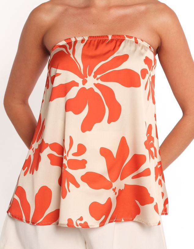 Petal & Pup - Beca Strapless Top - Red Floral
