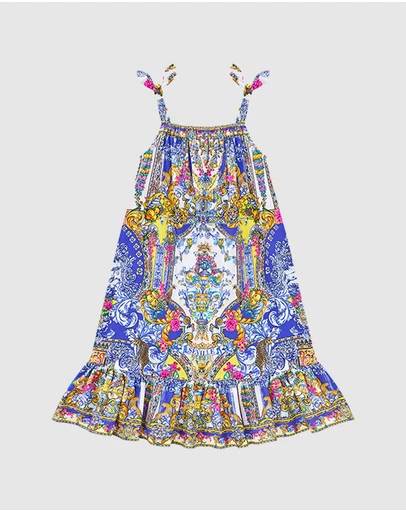 Camilla - Drawstring Maxi Dress With Bows - Kids-Teens