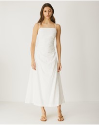Atmos&Here - Cinch Waist Linen Blend Midi Dress