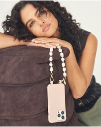 LOUVE COLLECTION - Dusty Pink Phone Case + Daisy Pearl Wristlet