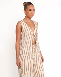 Petal & Pup - Marmo Tie Vest Top - Tan Stripe