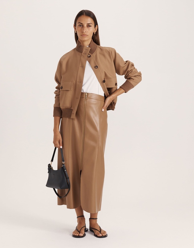 SABA - Viv Faux Leather Zip Front Skirt